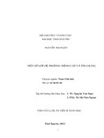 tóm tắt luận án tiến sĩ một số lớp hệ phương trình cặp và ứng dụng