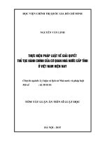 Thực hiện pháp luật về giải quyết thủ tục hành chính của cơ quan nhà nước cấp tỉnh ở Việt Nam hiện nay (TT)