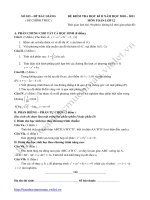 Đề thi và đâp án thi HK 2 môn toán lơp 12  năm 2010 - 2011