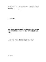 Vận dụng phương pháp kích thích tư duy cho học sinh trong dạy học giải toán có lời văn lớp 4