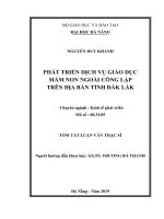 Phát triển dịch vụ giáo dục mầm non ngoài công lập trên địa bàn Tỉnh Đăk Lăk