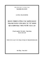 Hoàn thiện công tác kiểm soát thanh toán vốn đầu tư NSNN qua kho bạc nhà nước Gia Lai
