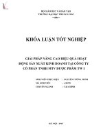 Giải pháp nâng cao hiệu quả hoạt động sản xuất kinh doanh tại công ty TNHH MTV Dược phẩm TW 1