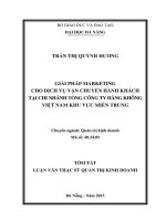 Giải pháp marketing cho dịch vụ vận chuyển hành khách tại chi nhánh tổng công ty hàng không việt nam khu vực miền trung