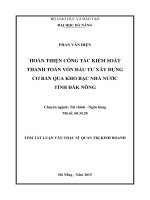 Hoàn thiện công tác kiểm soát thanh toán vốn đầu tư xây dựng cơ bản qua kho bạc nhà nước Tỉnh ĐăK Nông
