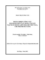 Hoàn thiện công tác bảo đảm tiền vay bằng tài sản tại ngân hàng liên doạnh Việt Nga, chi nhánh Đà Nẵng