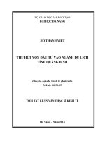 Thu hút vốn đầu tư vào ngành du lịch Tỉnh Quảng Bình