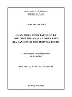 Hoàn thiện công tác quản lý thu thuế thu nhập cá nhân trên địa bàn thành phố buôn ma thuột