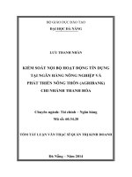Kiểm soát nội bộ hoạt động tín dụng tại ngân hàng nông nghiệp và phát triển nông thôn (Agribank) Chi nhánh Thanh Hóa