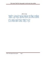 THIẾT LẬP MẶT BẰNG PHÂN XƯỞNG CHÍNH  CỦA NHÀ MÁY DẦU THỰC VẬT