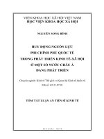 tóm tắt luận án tiến sĩ huy động nguồn lực phi chính phủ quốc tế trong phát triển kinh tế-xã hội ở một số nước châu á đang phát triển