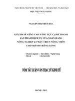 tóm tắt luận văn thạc sĩ Giải pháp nâng cao năng lực cạnh tranh sản phẩm dịch vụ của ngân hàng Nông nghiệp & phát triển Nông thôn chi nhánh Thăng Long
