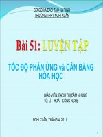 Bài 39: luyện tập tốc độ phản ứng và cân bằng hóa học
