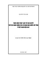 Thực hiện pháp luật về giải quyết thủ tục hành chính của cơ quan nhà nước cấp tỉnh ở Việt Nam hiện nay