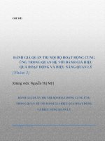 ĐÁNH GIÁ QUẢN TRỊ NỘI BỘ HOẠT ĐỘNG CUNG ỨNG TRONG QUAN HỆ VỚI ĐÁNH GIÁ HIỆU QUẢ HOẠT ĐỘNG VÀ HIỆU NĂNG QUẢN LÝ