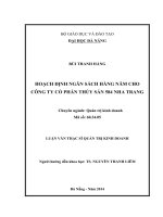 Luận văn thạc sĩ Hoạch định ngân sách hàng năm cho công ty cổ phần thuỷ sản 584 Nha Trang (full)