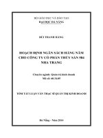 Hoạch định ngân sách hàng năm cho công ty cổ phần thuỷ sản 584 Nha Trang