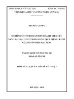 Nghiên cứu tính chất điện hóa hệ điện cực nano bạc.bạc oxit trong dung dịch điện li kiềm của nguồn điện bạc kẽm