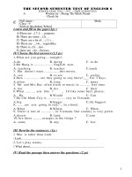 TEST ENGLISH 6  2nd TERM ( 2 đề và đáp án )