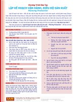 Quản trị sản xuất với khóa học lập kế hoạch vận hành và điều độ sản xuất cho doanh  nghiệp