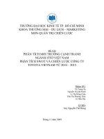 PHÂN TÍCH môi TRƯỜNG CẠNH TRANH NGÀNH ôtô VIỆT NAM PHÂN TÍCH SWOT và CHIẾN lược CÔNG TY TOYOTA VIETNAM từ 2010 – 2015