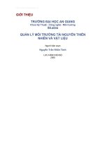 Bài giảng - QUẢN LÝ MÔI TRƯỜNG TÀI NGUYÊN THIÊN NHIÊN VÀ VẬT LIỆU