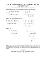 GIẢI ĐỀ THI KSCL HỌC SINH GIỎI LỚP 4 - HUYỆN LỘC HÀ