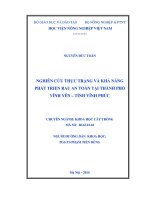 Nghiên cứu thực trạng và khả năng phát triển rau an toàn tại thành phố vĩnh yên, tỉnh vĩnh phúc