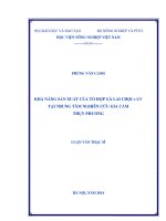 Khả năng sản xuất của tổ hợp gà lai chọi x LV tại trung tâm nghiên cứu gia cầm thụy phương