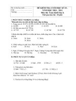 ĐỀ KT CKII -TOÁN 3 (2010-2011) CÓ ĐÁP ÁN
