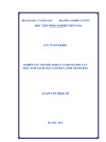 Nghiên cứu chỉ tiêu sinh lý và huyết học của trâu nuôi tại huyện cẩm thủy, tỉnh thanh hóa