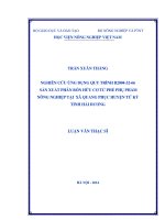 Nghiên cứu ứng dụng quy trình b2004 32 66 sản xuất phân bón hữu cơ từ phế phụ phẩm nông nghiệp tại xã quang phục huyện tứ kỳ tỉnh hải dương