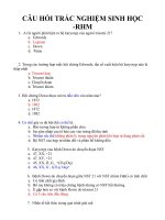 CÂU HỎI TRẮC NGHIỆM SINH HỌC - RHM