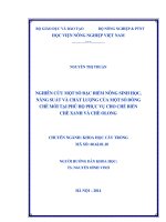 Nghiên cứu một số đặc điểm nông sinh học, năng suất và chất lượng của một số dòng chè mới tại phú hộ phục vụ cho biến chè xanh và chè olong