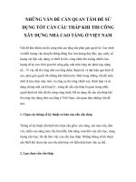 NHỮNG VẤN ĐỀ CẦN QUAN TÂM ĐỂ SỬ DỤNG TỐT CẦN CẨU THÁP KHI THI CÔNG XÂY DỰNG NHÀ CAO TẦNG Ở VIỆT NAM