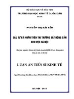 Luận án tiến sĩ kinh tế Đầu tư cá nhân trên Thị trường bất động sản khu vực Hà Nội