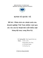 Phân tích các chính sách của doanh nghiệp việt nam nhằm vượt qua các rào cản kỹ thuật khi xuất khẩu mặt hàng dệt may sang hoa kỳ