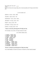 Các ngày,tháng trong năm