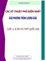 CÁC KỸ THUẬT PHỔ BIẾN NHẤT GIẢI PHƯƠNG TRÌNH LƯỢNG GIÁC