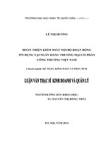 Hoàn thiện kiểm soát nội bộ hoạt động tín dụng tại Ngân hàng TMCP Công thương Việt Nam