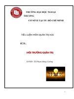 Tiểu luận môn Quản trị học MÔI TRƯỜNG QUẢN TRỊ