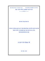 Tăng cường quản lý chi thường xuyên ngân sách nhà nước tại kho bạc huyện gia lâm thành phố hà nội