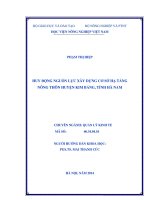 Huy động nguồn lực xây dựng cơ sở hạ tầng nông thôn huyện kim bảng, tỉnh hà nam