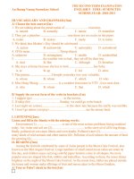 bài test anh văn lớp 9 học kì 2