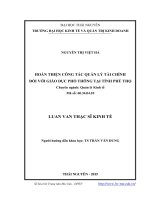 Hoàn thiện công tác quản lý tài chính đối với giáo dục phổ thông tại tỉnh Phú Thọ