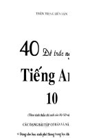 BỘ ĐỀ TRẮC NGHIỆM TIẾNG ANH LỚP 10- CƠ BẢN VÀ NÂNG CAO- CÓ ĐÁP ÁN