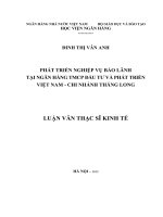 Phát triển nghiệp vụ bảo lãnh tại Ngân hàng TMCP Đầu tư và Phát triển Việt Nam Chi nhánh Thăng Long