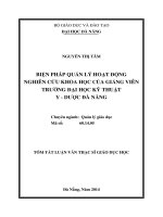 Biện pháp quản lý hoạt động nghiên cứu khoa học của giảng viên Trường Đại học Kỹ thuật Y - Dược Đà Nẵng