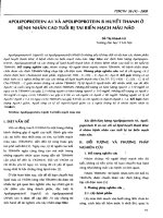 Apolipoprotein A1 và Apolipoprotein B huyết thanh ở bệnh nhân cao tuổi bị tai biến mạch máu não