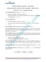 ĐỀ THI THỬ KHẢO SÁT MÔN TOÁN TRƯỚC KỲ THI QUỐC GIA Trường THPT Quảng Xương 1 - Thanh Hóa